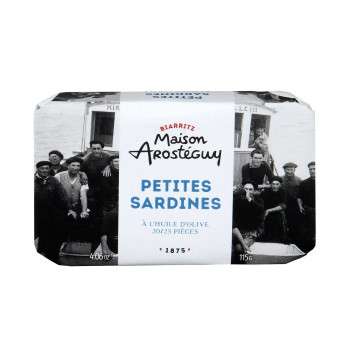 Petites sardines à l'huile d'olive 20/25 pièces Maison Arostéguy