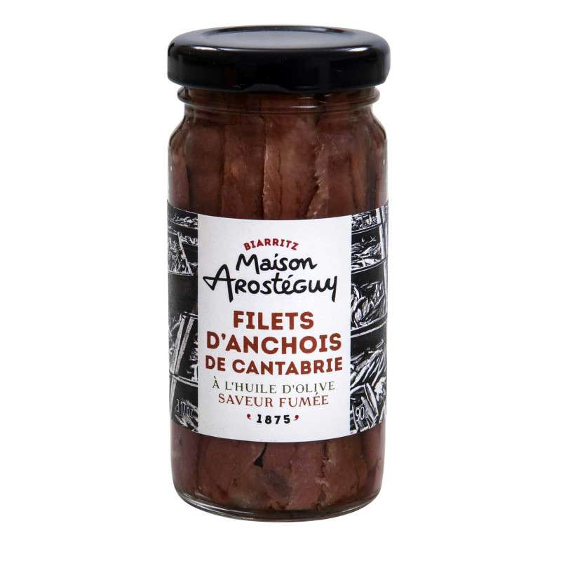 Filets d'anchois de Cantabrie à l'huile d'olive Maison Arosteguy - Saveur fumée 