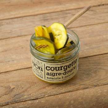 Pickles de courgette aigre-douce, échalotte et poivron façon cornichons Pikoka