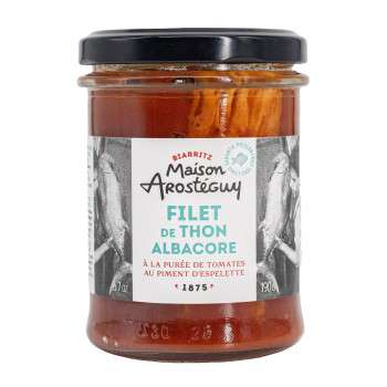 Filet de thon albacore à la purée de tomates au piment d'Espelette Maison Arosteguy